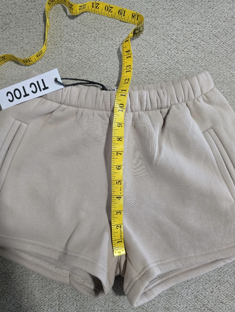 Tic Toc Essentials Momo Taupe Fleece Relaxed High Waist Lounge Shorts - Medium